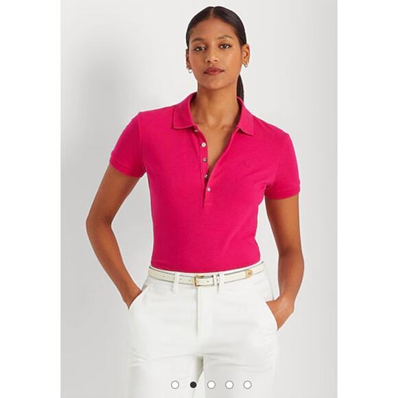 Lauren Ralph Lauren Women's Purple Half Button Collared Polo Shirt Size L Preppy - Picture 9 of 11